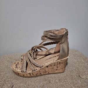 Little Girl's Gold Wedge Sandals